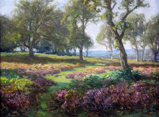 Frederick Golden Short (1863-1936) Heather in the New Forest 8.5 x 11.5in.